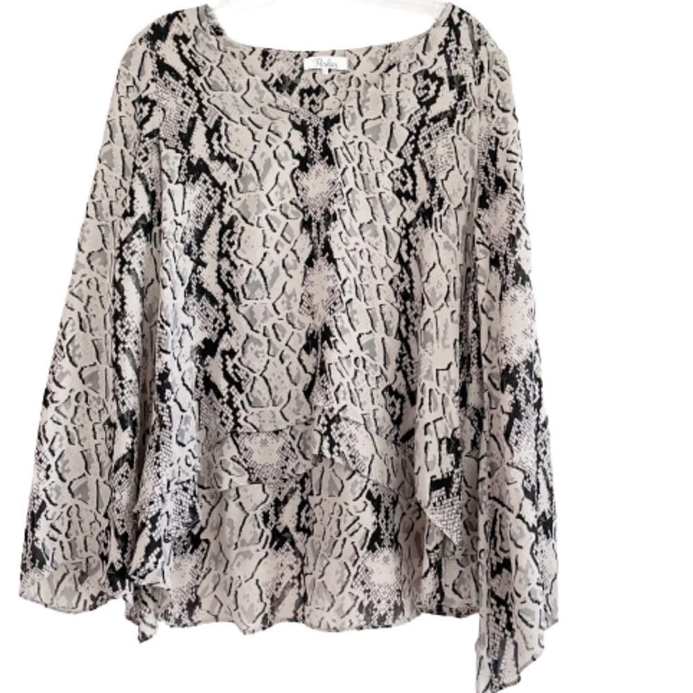 Parker Rita 100% Silk Top Snakeskin Tiered Blouse Small